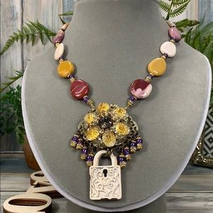 ⭐️Adorned Crown artisan assemblage desert sunset stone bead necklace